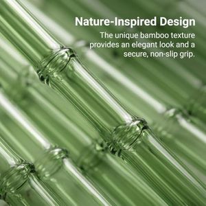 Pailles en verre de bambou vert en gros d'usine, pailles écologiques réutilisables en verre borosilicate de haute qualité - Product Image 2