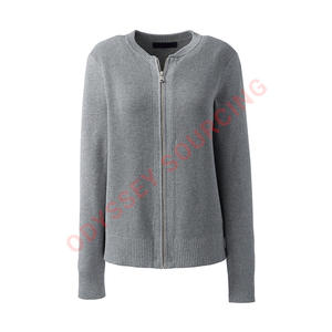 Pull cardigan élégant à fermeture éclair pour femmes avec logo 100% coton sur le devant Tissu doux Coupe confortable Parfait pour l'hiver Superposition - Product Image 1