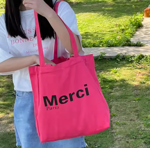 กระเป๋าผ้าแคนวาสหนา 12 ออนซ์ พิมพ์ลาย Babbie สีชมพู แบบกำหนดเอง เป็นมิตรกับสิ่งแวดล้อม เหมาะสำหรับงานปาร์ตี้ ช้อปปิ้ง ของชำ หรือไปเที่ยวชายหาด ความจุเยอะ - Product Image 6