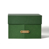 Boîte en carton carrée à double ouverture, de qualité supérieure, verte, à compartiments multiples, avec impression personnalisée du logo, fermeture magnétique, en papier EC