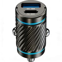 Adaptador de Corriente QC3.0 PD3.0 18W/36W Mini Puerto USB Tipo-C Ecológico de Carga Rápida, Enchufe para Encendedor de Cigarrillos, USB para Teléfono Móvil