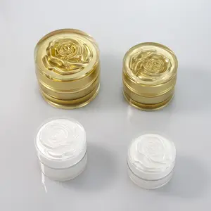 Flor em forma de frasco ouro vazio creme facial frascos 5g 8g 20g 30g plástico pp creme jar