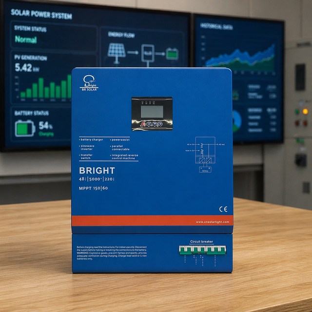 BR SOLAR 5KW Pure Sine Wave MPPT Solar Inverter Dual CPU Control for Home Off-Grid Solar Storage System