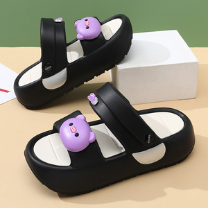 Pansi Sandalias de verano para mujer, EVA, punta redonda, suela suave antideslizante, zapatos informales de gelatina con correa ancha para exteriores, talla 35-40 - Product Image 1