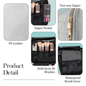 Waterproof PU Leather Beauty Storage <b>Case</b> Multifunctional Travel Cosmetic Bag Customizable Compartments for <b>Makeup</b> Tools - Product Image 3