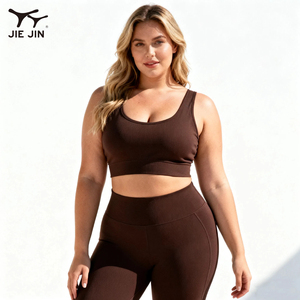 Jiejin thiết kế vuông cổ cao tác động thoáng khí Lus Kích thước áo ngực thể thao cho phụ nữ cho bộ ngực lớn - Product Image 3