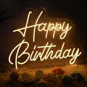 Livraison gratuite, néon lumineux 12V alimenté par USB, inscription « Joyeux anniversaire », décoration de fête à domicile, éclairage de fête, néon lumineux - Product Image 4