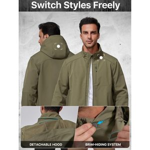 Chaqueta Softshell Ligera para Hombre, Forrada de Polar, con Capucha, Impermeable, para Senderismo y Actividades al Aire Libre - Product Image 4