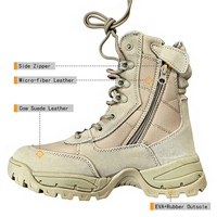 Bottes tactiques de combat pour hommes - Imperméables, légères, antidérapantes, fermeture éclair, hauteur de la cheville