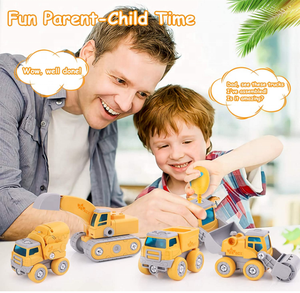 Blocs de construction STEM 5-en-1, jouet DIY, transformez 5 camions de chantier en <span class=keywords><strong>robot</strong></span> <span class=keywords><strong>dinosaure</strong></span> avec lumière et son pour les enfants de 2 à 7 ans - Product Image 4