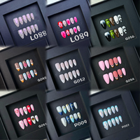 Faux ongles en acrylique de fleur d'amandier 3D de créateur fait à la main, 10 pièces de presse carrée courte de style français, vente en gros de faux ongles
