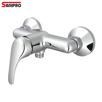 Robinet de salle de bain mural SANIPRO DVD à poignée unique en alliage de zinc chromé, sans plomb, écologique, mitigeur de douche