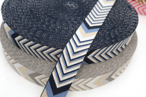 Biểu Tượng Tùy Chỉnh Dệt Túi Giày Nhà Dệt May 1.5 Inch Rộng Tái Chế Jacquard Nylon Sọc Vải Ribbon 100% Polyester - Product Image 3