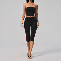 Ensemble de sport sexy pour femmes : débardeur dos nu à col en V et pantalon capri pour Pilates, yoga, gym et fitness
