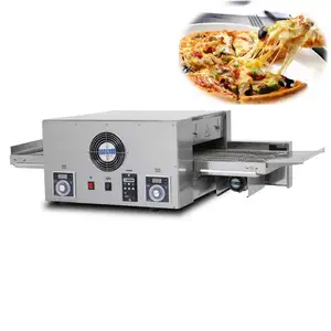 Oven Pie daging perayap elektrik model rantai, untuk Oven Pizza konveyor Gas pemanas cepat bahan baja tahan karat