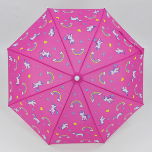 Parapluie pour enfants, parapluie de sécurité coupe-vent avec poignée à crochet facile à saisir pour les tout-petits filles et garçons, parapluie à imprimé licorne mignon - Product Image 1