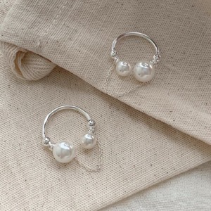 S925 Sterling Silver Pearl Chain <b>Ring</b> For Women Open Top <b>Adjustable</b> Everyday Wear Jewelry - Product Image 3