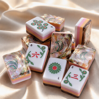 Tuiles de Mahjong Américain de Luxe en Acrylique Gravé, Motif Floral Rétro, Dos en Coquille d'Ormeau Artistique, 166 Tuiles, pour Décoration Intérieure et Divertissement