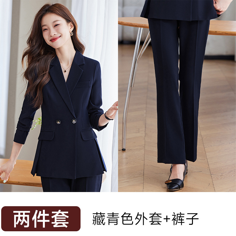 Navy blue suit trousers