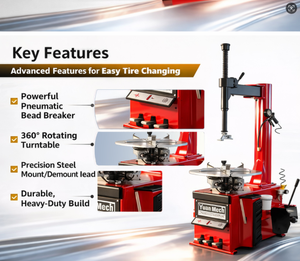 YuanMech C955 Smontagomme Economico e Semiautomatico con Braccio Oscillante Pneumatico per Pneumatici da 10-22 Pollici - Product Image 6