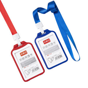 <span class=keywords><strong>Porte</strong></span>-badge en <span class=keywords><strong>PVC</strong></span> transparent double face Étui en plastique noir rigide avec clip pour cartes de crédit de bureau Exposition ou laissez-passer - Product Image 6