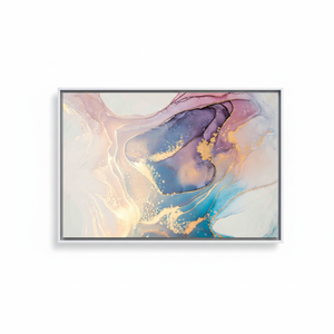 Shimmering Blue Marble Glass Wall Art - Printed <b>Canvas</b> Artwork,WHITE <b>FRAMED</b> <b>CANVAS</b> - Product Image 2