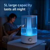 Humidificateur ultrasonique électrique portable, aromathérapie, capacité de 5 L, lumières nocturnes changeantes de couleur, faible bruit, utilisation domestique et hôtelière