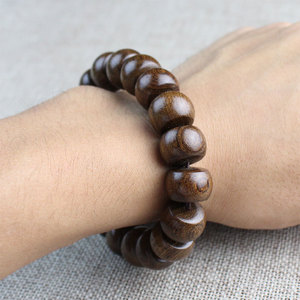 Bracelet en bois de santal doré, perles de 15 mm, style ethnique unisexe, bijoux à porter au quotidien - Product Image 4