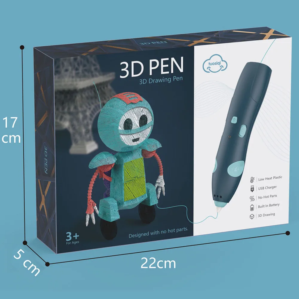 Newest wireless 3D printing drawing pen printer kids toy with safe low temperature multi color filament for creativity toy