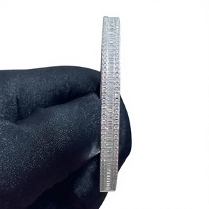 Pulsera de Plata de Ley S925 con Moissanita de KIVORA, Brazalete Ajustable con Corte Esmeralda, Banda de Diamantes para Mujer, Regalo para Fiesta - Product Image 3