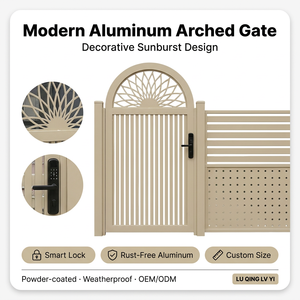 <span class=keywords><strong>Portail</strong></span> piétonnier arqué en aluminium, décoratif, avec motif soleil, serrure à clavier intelligent, antirouille, pour jardin - Product Image 2