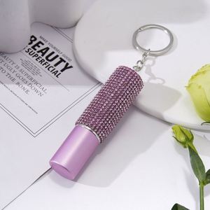 Wholesale 5ML <b>Mini</b> Perfume Keychain, Diamond-encrusted Press Spray Bottle, Portable Compact Refillable Perfume Gift - Product Image 1