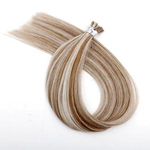 Venta al por mayor de 22 pulgadas doble dibujado ruso virgen cutícula alineada Remy extensiones de cabello humano con enlaces de queratina punta plana K - Product Image 5