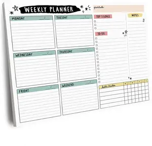 Bloc de notas de trabajo diario, organizador ecológico para hacer lista, papelería, impresión de papel, A4, A5, A6, planificador