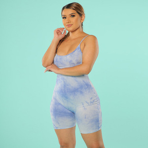 Verano <span class=keywords><strong>corto</strong></span> Tie Dye <span class=keywords><strong>mono</strong></span> Casual al por mayor sin mangas Mujer Tallas grandes cortos <span class=keywords><strong>de</strong></span> las mujeres monos - Product Image 6