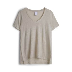 Camisetas personalizadas de manga corta para mujer, camiseta a rayas con cuello en v, servicio de impresión personalizado - Product Image 3