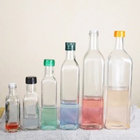 Botella de vidrio vacía para aceite de oliva, botella de vidrio transparente y cuadrada de 100ml, 150ml, 500ml, 750ml, para cocina, salsa de soja, vinagre, dispensador de aceite con tapa