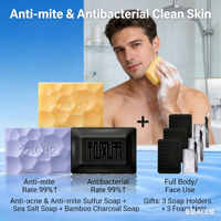 Sulfur Soap Anti-Mite Sea Salt Bamboo Charcoal Cool & Refreshing Moisturizing Face & Body Soap
