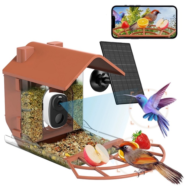 5mp hd Mini Icsee Ip Battery Powered Outdoor Cctv Pet Camera Wifi Single Lens Bird Feed Feeding Machine Home Cameras Bird Feeder