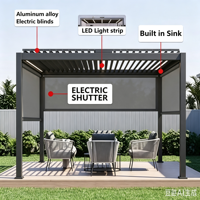 Motorisierte Bioklimatische Lamellen-Pergola aus Aluminium mit Automatischem Dach 4x6 6x6m Wasserdicht UV-Schutz für Hotel-Innenhof und Terrasse
