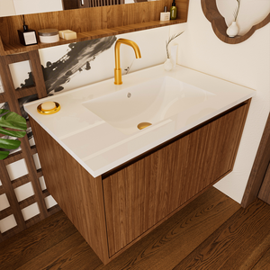 <span class=keywords><strong>Meuble</strong></span>-lavabo de salle de bain de 30 pouces avec lavabo en céramique - <span class=keywords><strong>Meuble</strong></span>-lavabo mural flottant en noyer avec tiroirs, moderne - Product Image 4