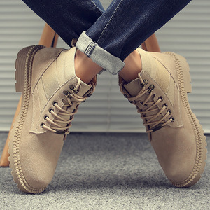 Zapatillas retro de caña alta con cordones, informales para el día a día, de tela de ante caqui, cómodas, con suela gruesa de grano, ligeras para uso diario al aire libre. - Product Image 4