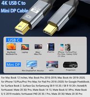 4K 60Hz USB C zu Mini DisplayPort Mini DP Kabel für MacBook Pro MacBook Air, iPhone 15 16 und mehr