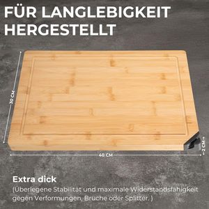Tabla de cortar de bambú con afilador, tabla de cortar de bambú duradera, extra grande, gruesa, de madera, para cocina. - Product Image 3