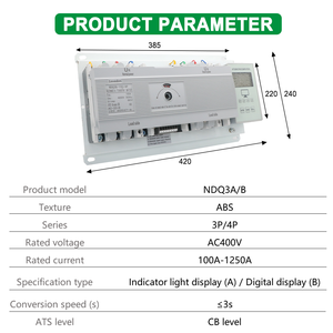 Ndq3b công tắc chuyển tự động nguồn kép thông minh/công tắc chuyển đổi tự động với điện áp ATS AC 400V - Product Image 3