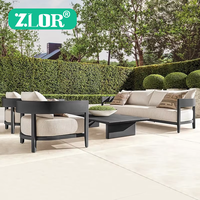 Ensemble de canapés de jardin en aluminium de luxe - Design moderne, résistant aux intempéries, imperméable, coussins en mousse haute densité, respectueux de l'environnement