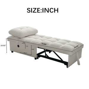 <b>Single</b> <b>Sofa</b> <b>Bed</b> Soft Teddy Fabric Built in Usb Port Side Pocket Air <b>Sofa</b> - Product Image 5