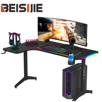 Table de jeu RGB 256 couleurs L-2L avec télécommande, plateau P2 de 18 mm, pieds en acier de 2,0 mm, surface en fibre de carbone et porte-gobelet