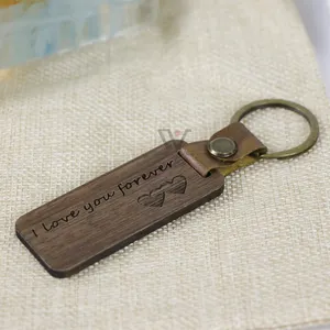 Горячая Распродажа модный деревянный брелок для ключей на заказ автомобильный брелок кожаный брелок