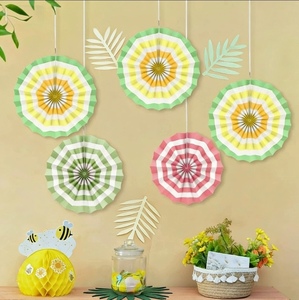 DAMAI Paper Fan Wall Hanging <b>Decorations</b> Round Pastel Color For Birthday Party Supplies <b>Spring</b> Flower Theme - Product Image 1